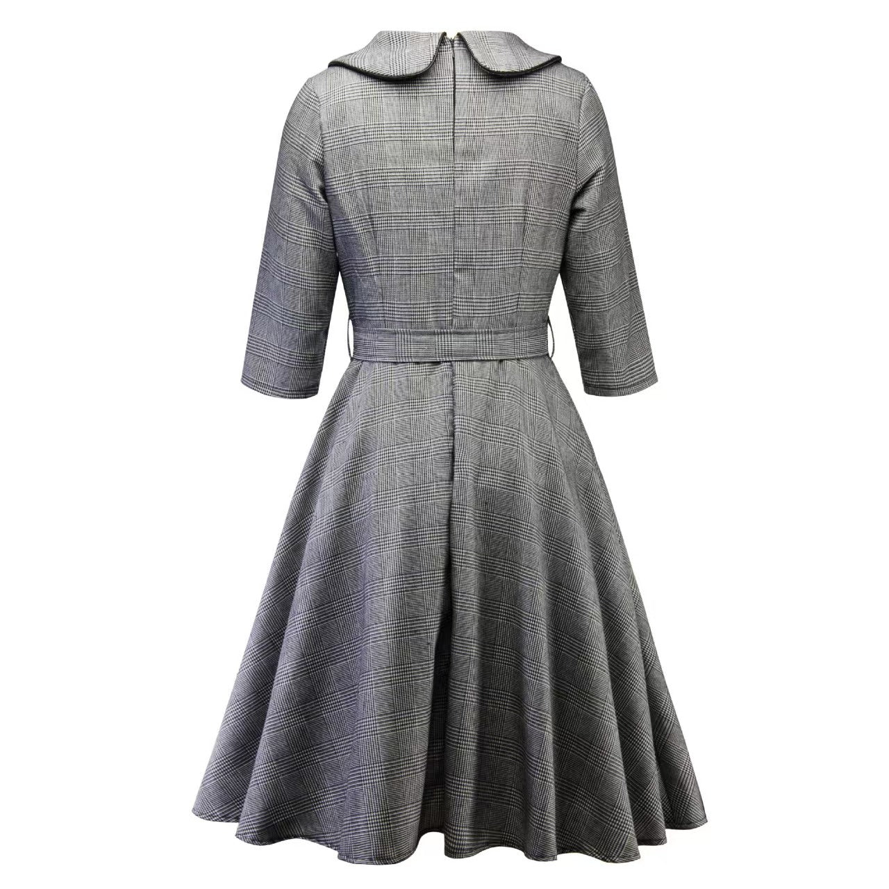 flowersverse Shawl Collar A-Line Long Sleeve Mini Dress