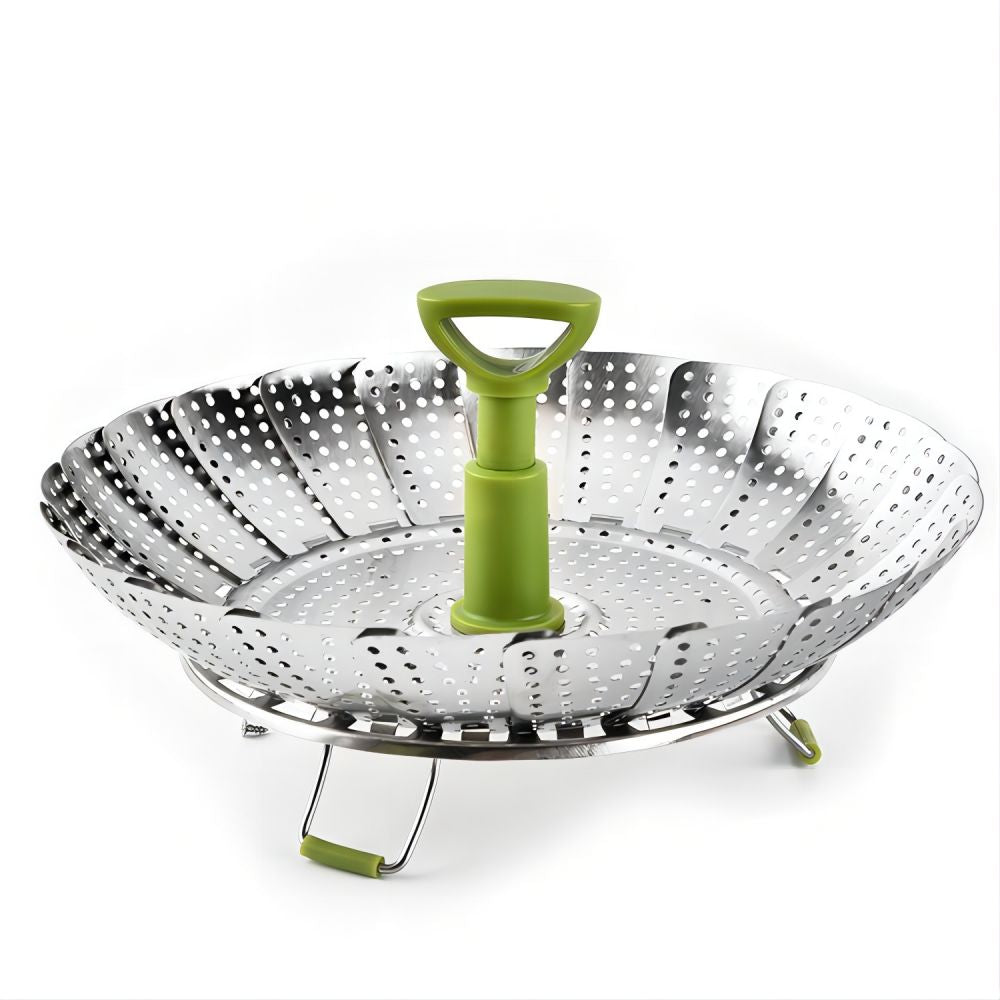 1pc Premium Foldable Stainless Steel Vegetable Steamer Basket - Effortlessly Cook & Lock Nutrients in Your Favorite Veggies with its Durable, Space-Saving Design - Perfect for Healthy Meals