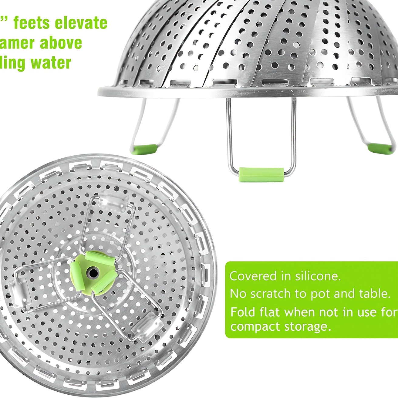 1pc Premium Foldable Stainless Steel Vegetable Steamer Basket - Effortlessly Cook & Lock Nutrients in Your Favorite Veggies with its Durable, Space-Saving Design - Perfect for Healthy Meals