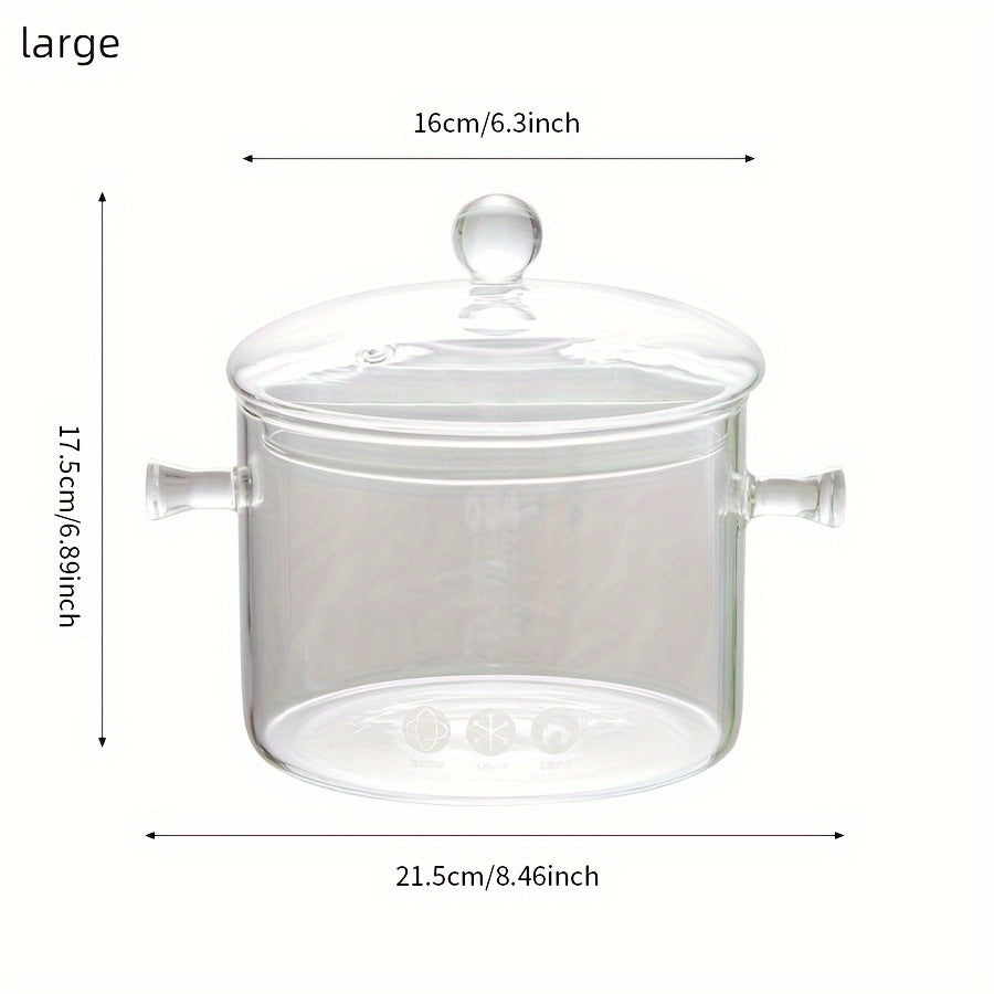 1pc Glass Pot With Cover Glass Saucepan Stovetop Cooking Pot With Lid And Handle Simmer Pot And Pan Glass Cookware For Pasta Noodle, Soup, Milk, Baby Food