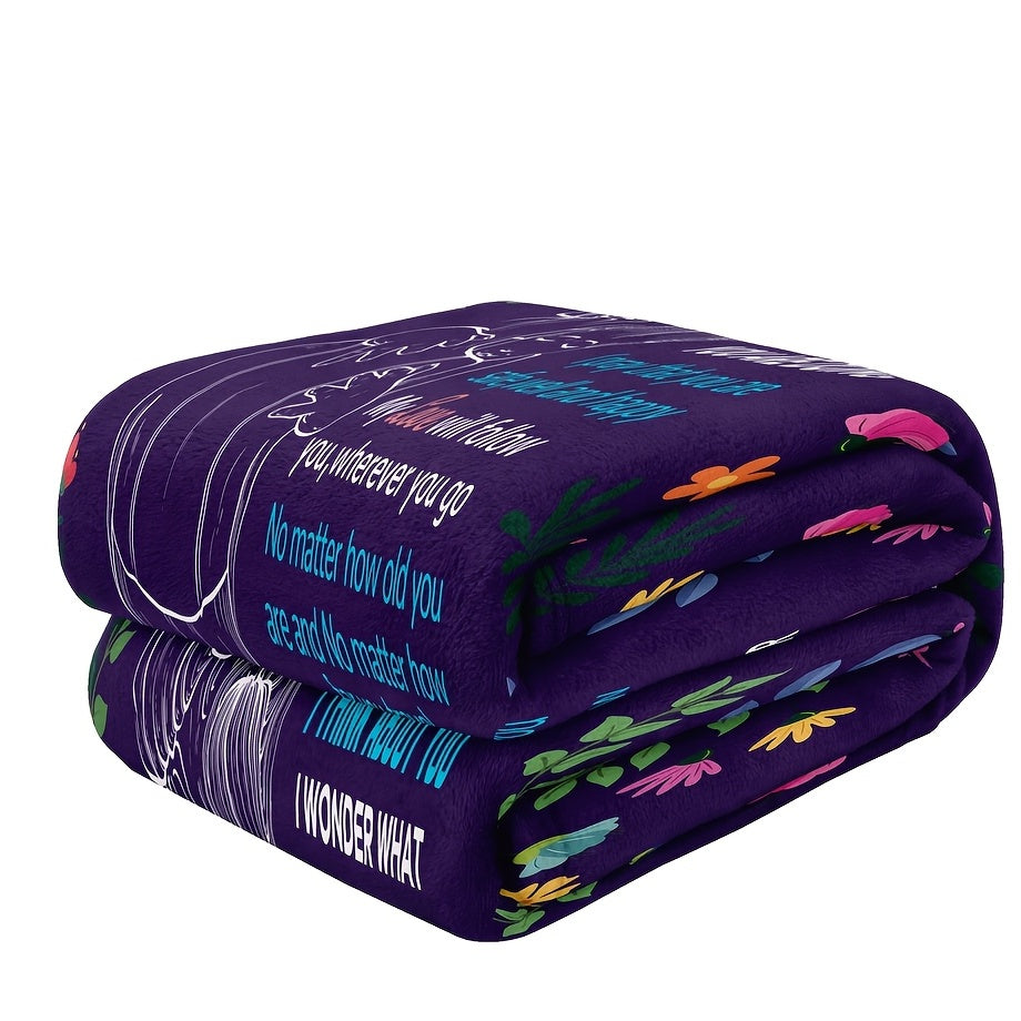 1pc Cozy Purple Flannel Throw Blanket - Soft, Plush, and Warm for Living Room & Bedroom - Heartfelt Letter to Daughter Blanket, Perfect Gift for Daughters, Mothers, and Friends