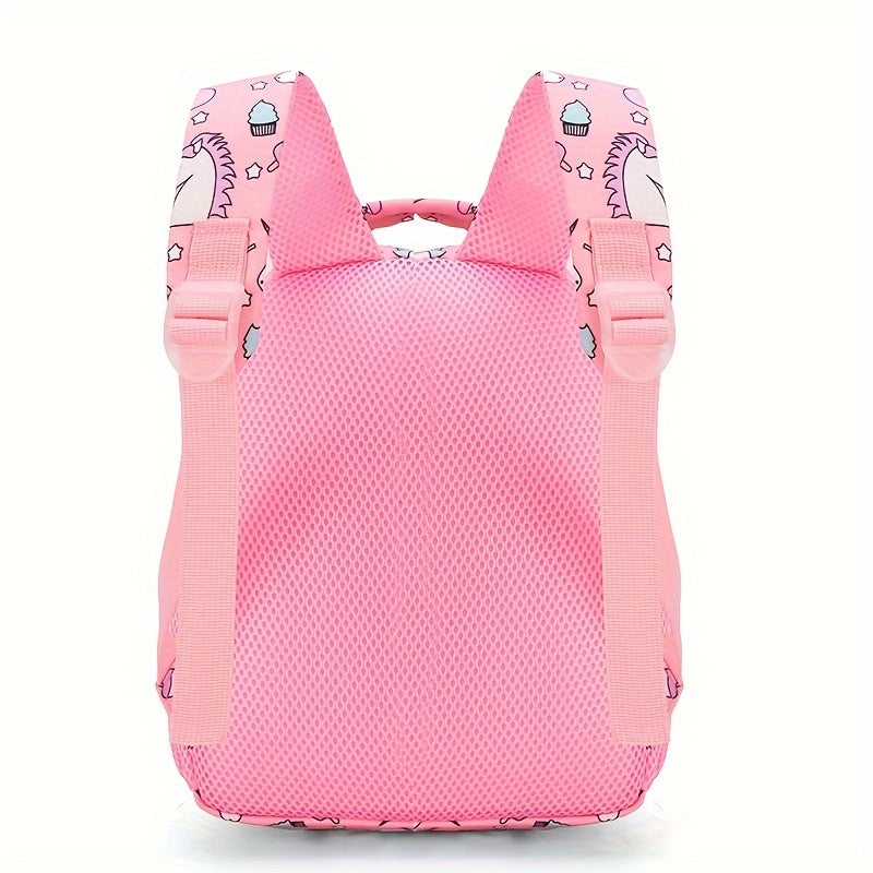 1pc Adorable Unicorn Backpack for Girls - Cute Printed Nylon, Perfectly Durable, Ideal Gift for Little Ones, Great for School & Play!