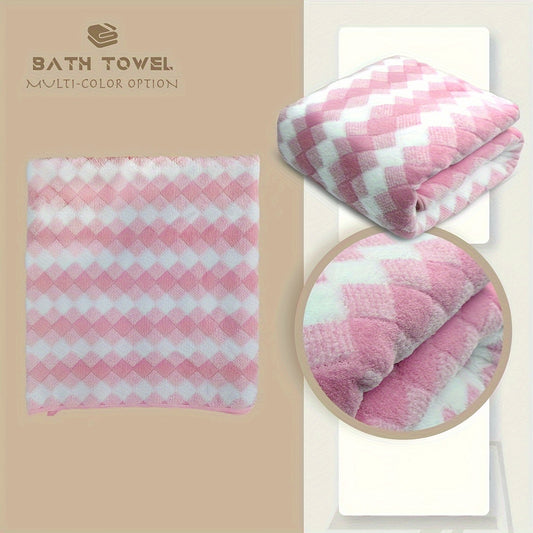 Extra Large Plaid Bath Towel - Ultra Absorbent, Quick Drying, Soft, Skin Friendly, and Gentle on Sensitive Skin - Perfect for Family Bathroom, Ideal for Everyday Use, and Great for Gift Giving