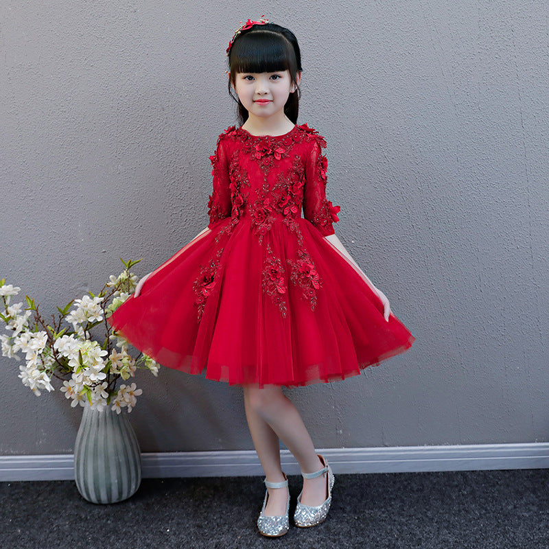 flowersverse Children's Pettiskirt Girls' Princess Dress Piano Performance Dress Little Host Pettiskirt Flower Girl Birthday Evening Dress