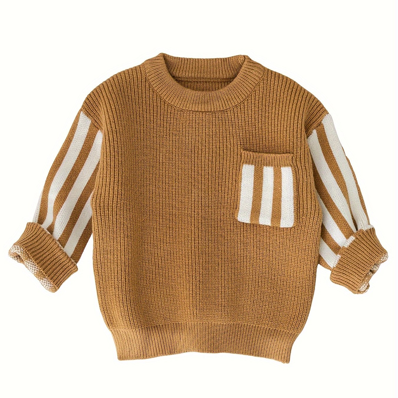 Cozy Striped Knitted Sweater - Soft and Snug, Warmth for Cold Winter Days, Classic Knitted Design, Eye-Catching Striped Pattern - Unisex Design for Baby Boys and Girls Alike, Perfect for Toddlers Daily Wear