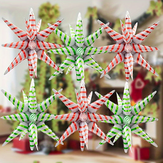 Set of Christmas Burst Star Foil Balloons - Mixed Colors, Perfect for Holiday Party and Mall Decorations, Ideal for Christmas and New Year'S Celebrations, No Power Needed, Aluminum Film Material