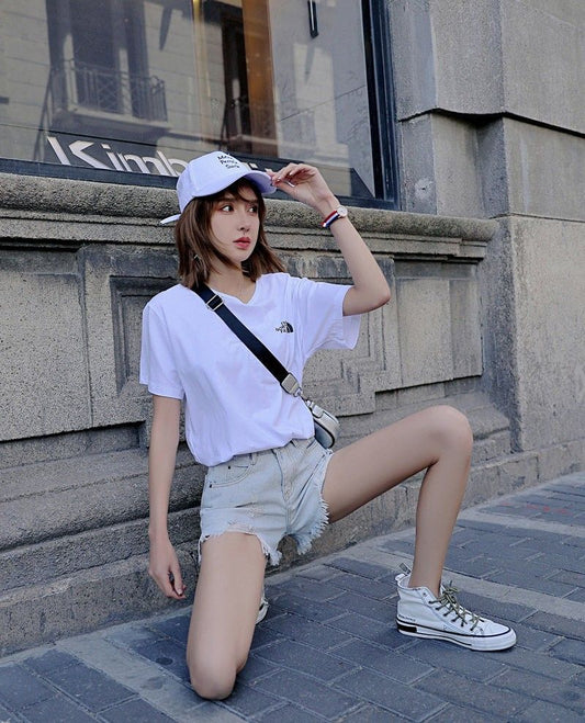 flowersverse King Shorts Worn Burrs Pants Summer Denim Straight-Leg Pants Women's Jeans Wholesale