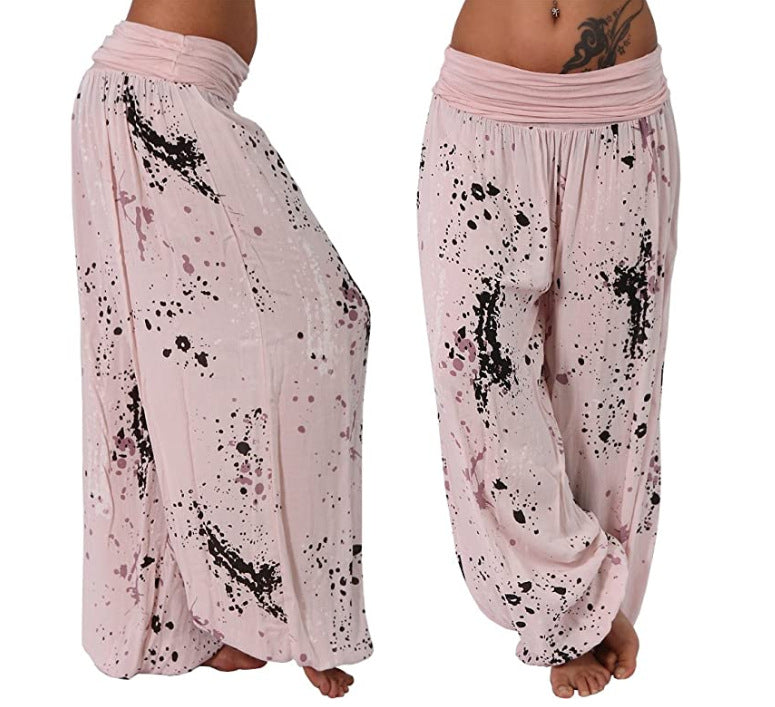 flowersverse Wish EBay Hot Sale Digital Printing Lace-up Loose Wide-Leg Pants Women's Casual Pants