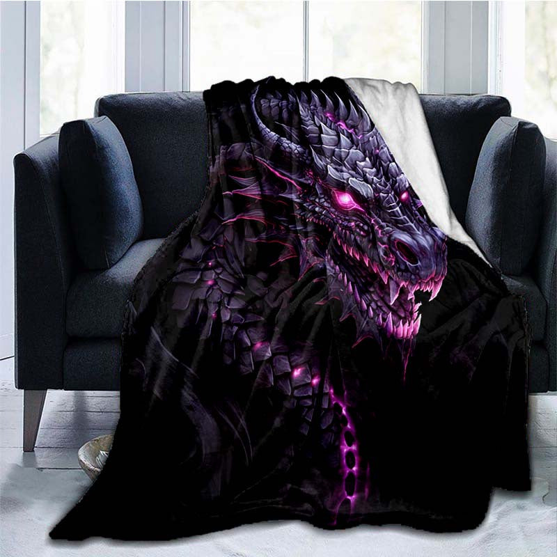 1pc Cozy Purple Dragon Lightweight Flannel Throw Blanket - Soft, Warm, and Compact for Sofa, Bed, Travel, Camping, Living Room, Office, Couch, Chair, and Bed - Perfect for Indoor and Outdoor Use