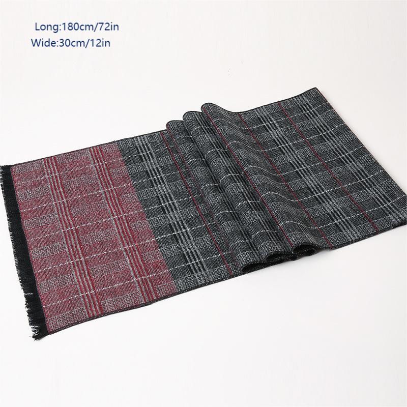 1pc Men's Winter Warm Plaid Scarf, Versatile Simple Casual Neck Scarf