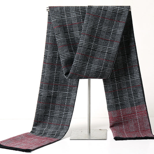 1pc Men's Winter Warm Plaid Scarf, Versatile Simple Casual Neck Scarf