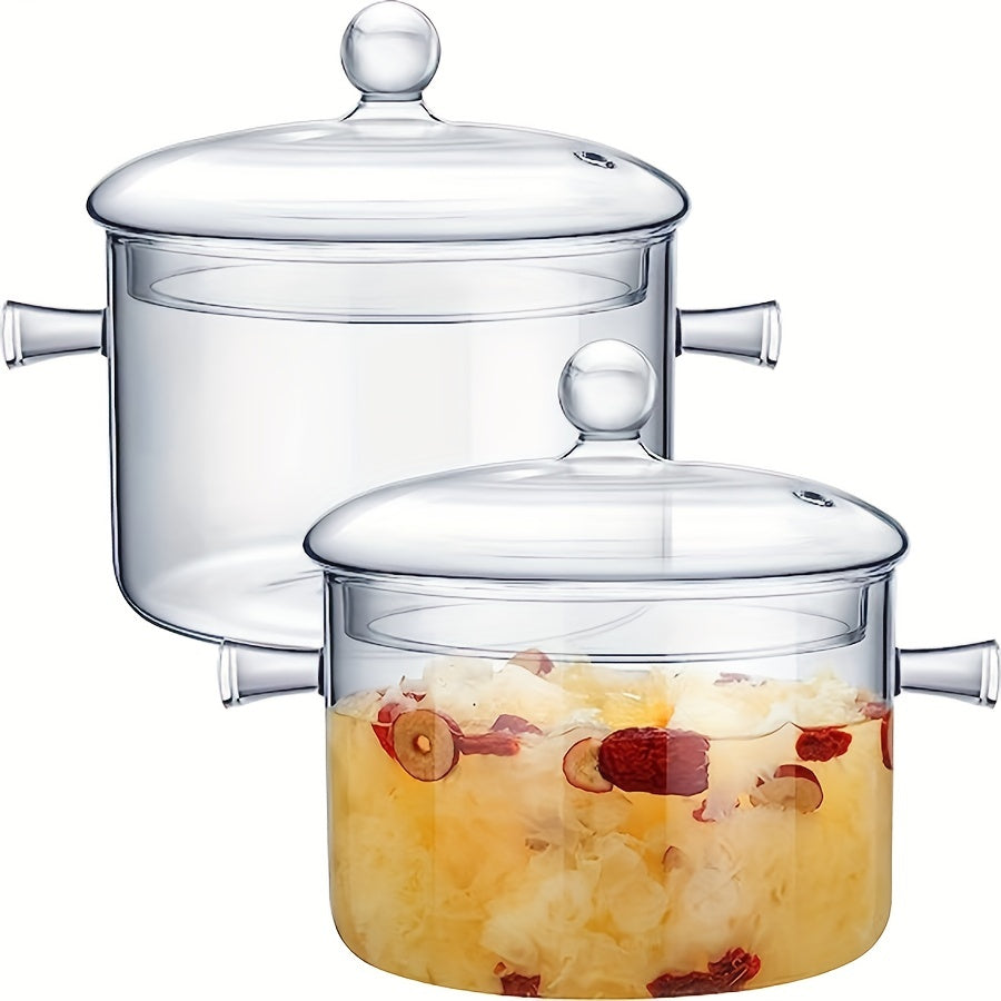 1pc Glass Pot With Cover Glass Saucepan Stovetop Cooking Pot With Lid And Handle Simmer Pot And Pan Glass Cookware For Pasta Noodle, Soup, Milk, Baby Food
