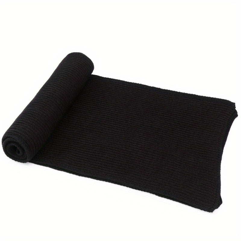 1pc Men's Winter Solid Color Scarf, Warm Men's Anti-Cold Anti-Freeze Knitted Neck Scarf