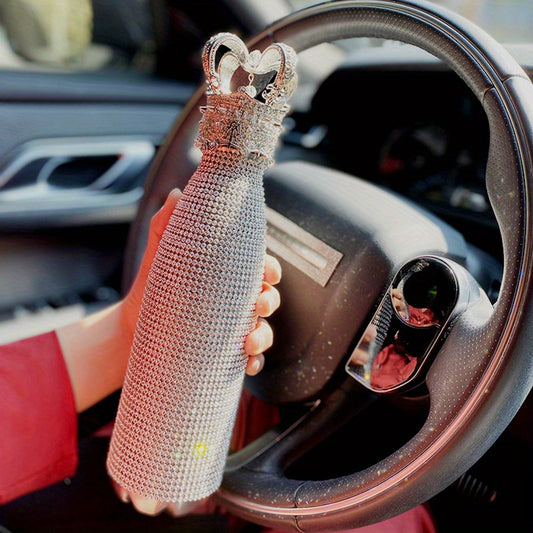 1pc, Luxurious Sparkling Studded Insulated Water Bottle - 500ml Stainless Steel Vacuum Flask with Crown Lid for Hot and Cold Beverages, Travel Thermal Cup, Summer Winter Drinkware, Perfect Gift for Friends and Family, Durable, Leak-Proof, Easy to Clean, a