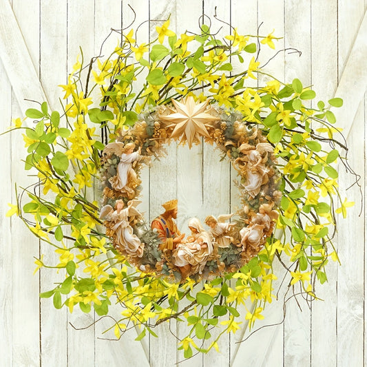 1pc Transparent Circular Jesus Birth Scene Hanging Ornament with Artificial Coloring for Home and Garden Art Gifts, Living Room, Window Decoration