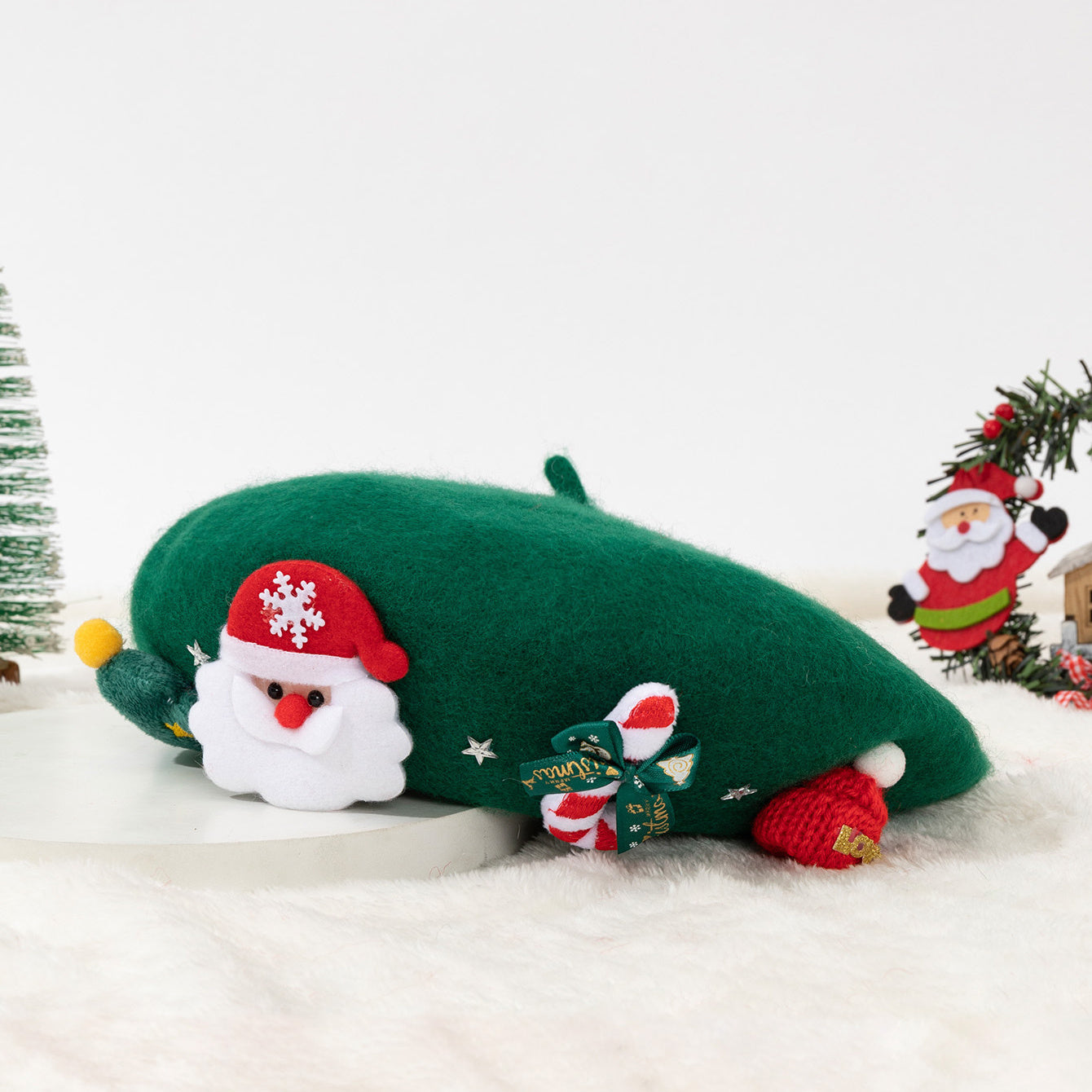 1pc Christmas Color Matching, Santa Claus, Candy Decor Cartoon Style Warm Beanie, Christmas Elements Warm and Cold Hat, Can Be Matched with Family Style, Men and Women's Models