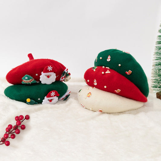 1pc Christmas Color Matching, Santa Claus, Candy Decor Cartoon Style Warm Beanie, Christmas Elements Warm and Cold Hat, Can Be Matched with Family Style, Men and Women's Models