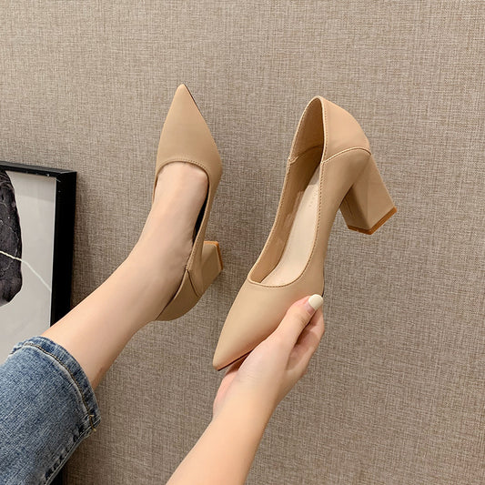 2025 SX678 manufacturers wholesale women's high heels single shoes 2025 new shallow pointed women's fashion thick heel high heels