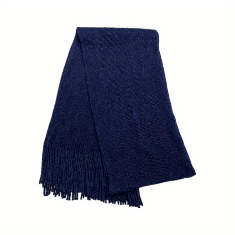 1pc Mid-length Men's Winter Tassel Warm Imitation Cashmere Scarf