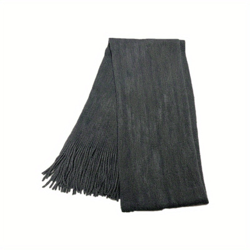 1pc Mid-length Men's Winter Tassel Warm Imitation Cashmere Scarf