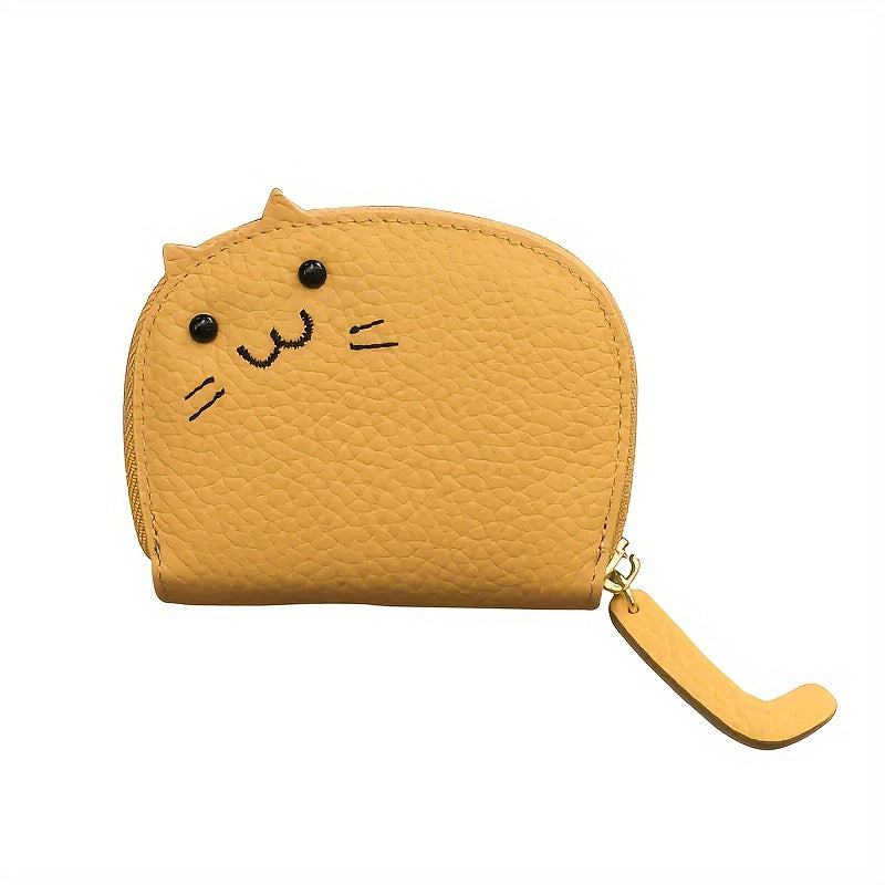 Cartoon Cat shaped design Wallet, Women's Multi-card slots Holder (4.13''x3.35''/10.5cm*8.5cm), Cute Fashion Faux Leather Coin Purse