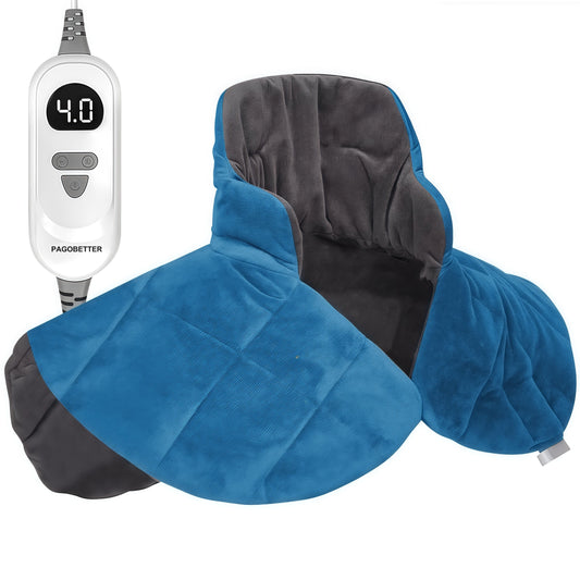 18"x24" Soft Microfiber Weighted Neck & Shoulder Heating Pad, 2.5lbs - 6 Temperature & 4 Timer Settings, Rapid Heating For Pain Comfort, 2-Hour Auto Shut-Off, Moist/Dry Heat