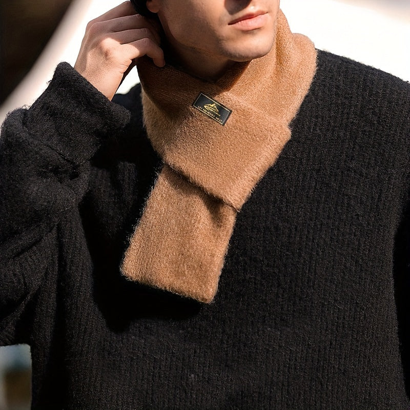 1pc Plush Winter Scarf - Soft, Warm, and Cold-Resistant Knitted Cashmere-Like Scarf for Mens Outdoor Leisure - Perfect for Winter Activities and Daily Wear