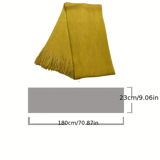 1pc Mid-length Men's Winter Tassel Warm Imitation Cashmere Scarf