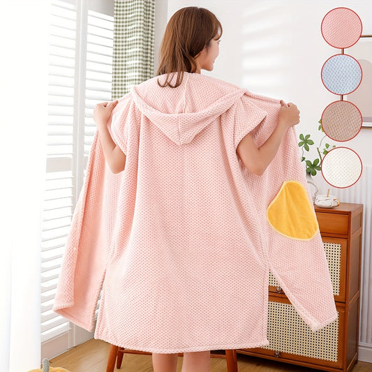 1pc Super Absorbent Hooded Bathrobe for Women - Soft, Plush, and Luxurious for Shower, Spa, and Bath with Hat and Big Bath Towel for Ultimate Relaxation