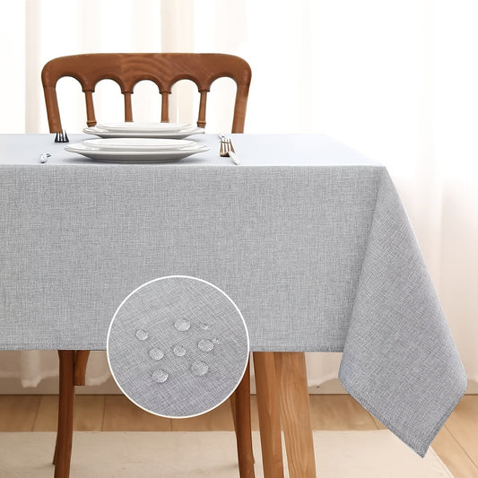 1PC Waterproof & Oil-Proof Polyester Rectangle Tablecloth, Simple Style for Picnic, Holiday Party, Home Decor