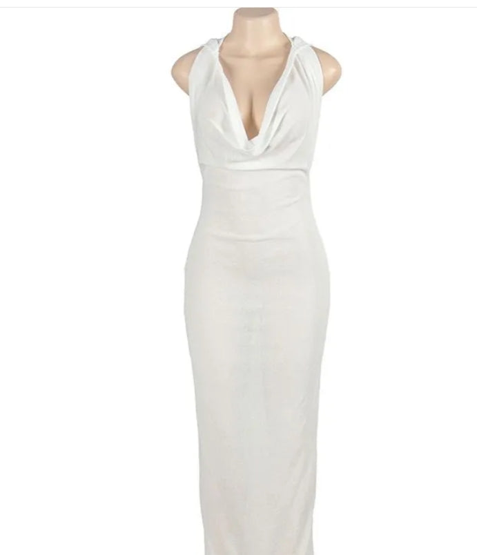 flowersverse Women Summer Solid Casual Hooded Sleeveless Dress