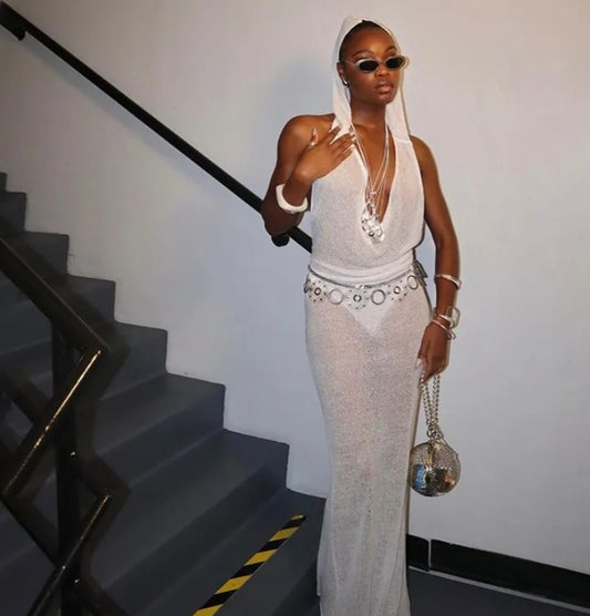 flowersverse Women Summer Solid Casual Hooded Sleeveless Dress