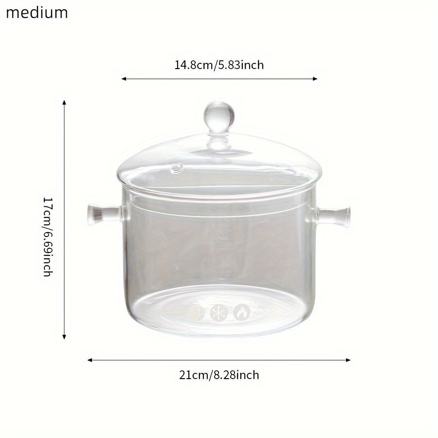 1pc Glass Pot With Cover Glass Saucepan Stovetop Cooking Pot With Lid And Handle Simmer Pot And Pan Glass Cookware For Pasta Noodle, Soup, Milk, Baby Food