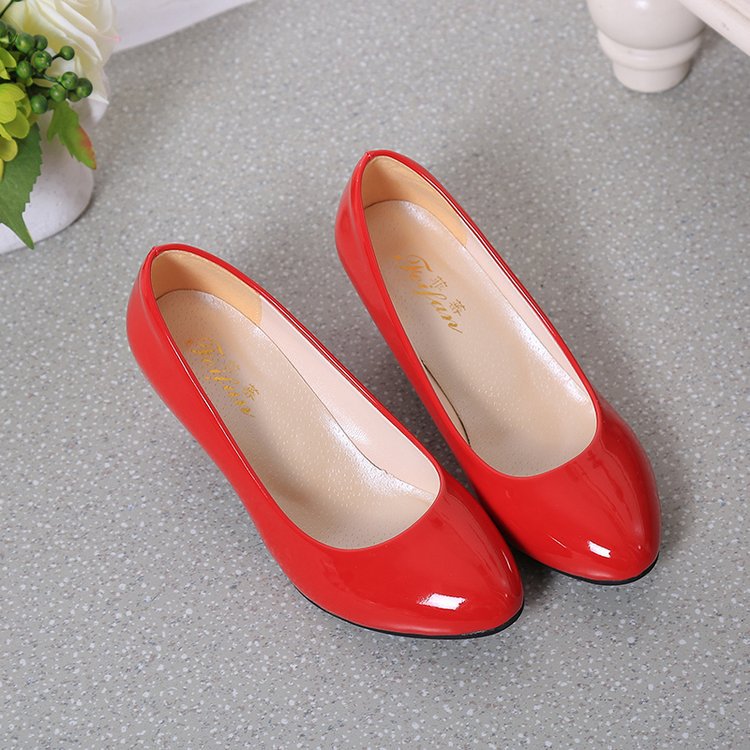 flowersverse Four Seasons High Heel Pumps Women's Mid and Low Heel Fashion Pointed Shoes 5cm Chunky Heel Casual Leather Shoes Low Heel Work Performance Shoes