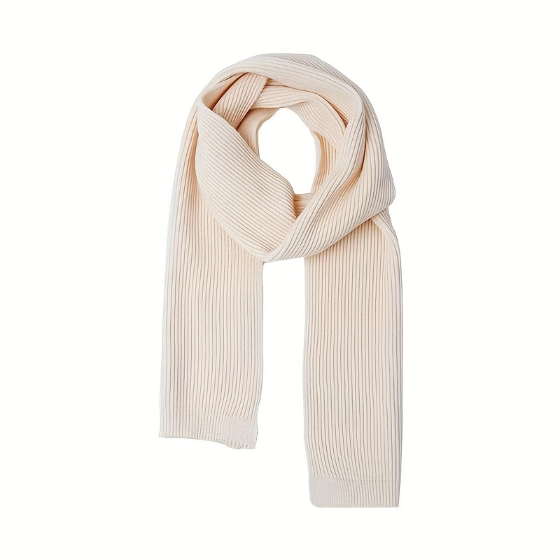 1pc Plain Color Versatile Simple Knitted Scarf For Men Autumn Winter