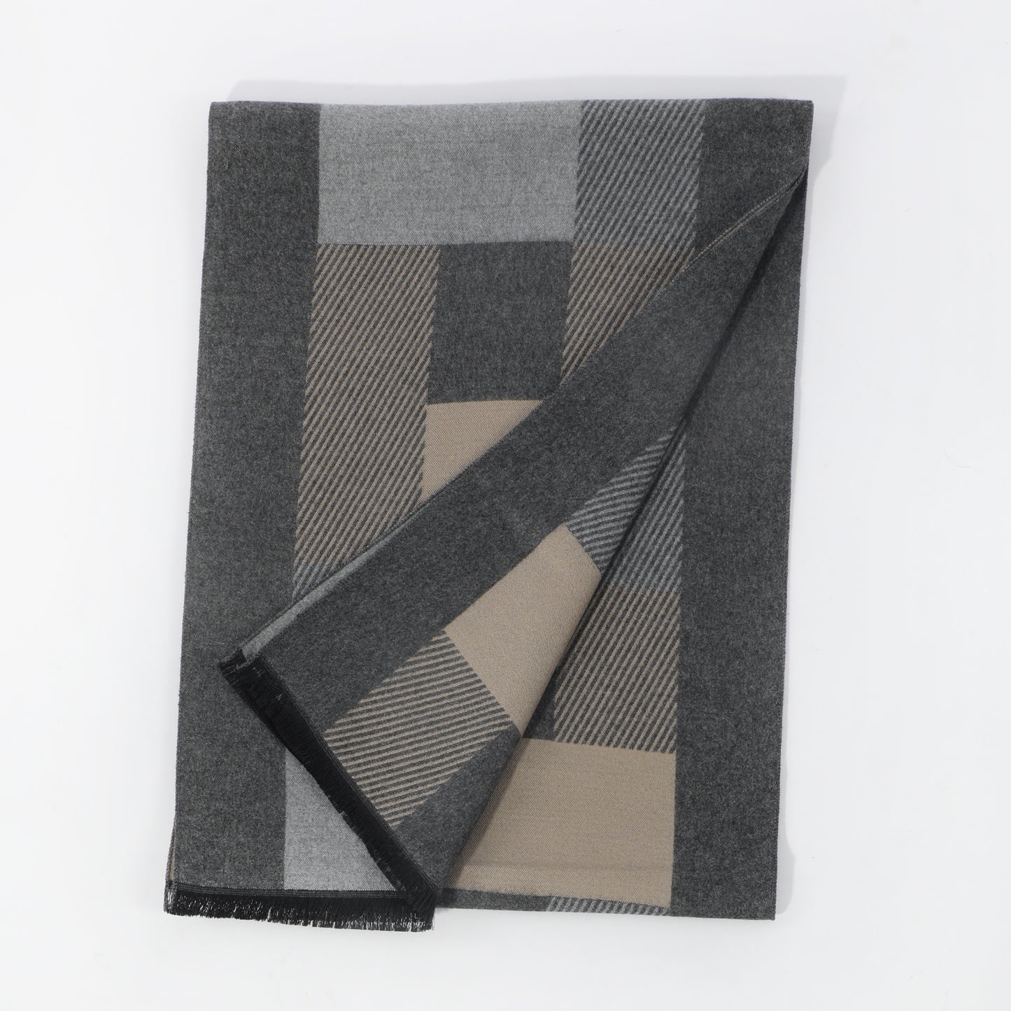 1pc Men's Casual Versatile Autumn And Winter Style Color Block Plaid Striped Warm Scarf