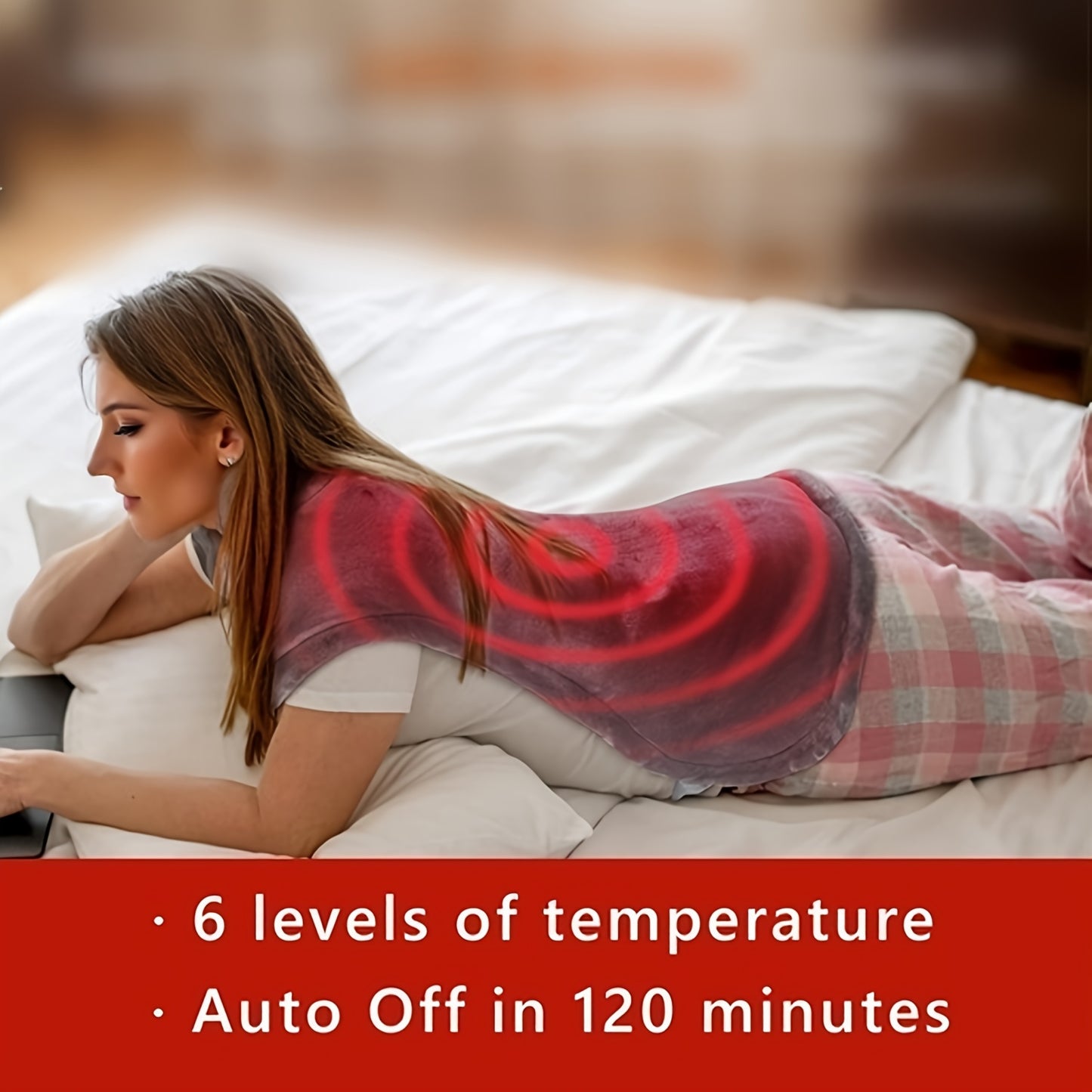 1pc Soothing Weighted Heat Wrap for Neck, Shoulders, and Back - 6 Heat Settings, 4 Auto-Off Timers, Machine Washable, Soft and Cozy Neck Warmer - Ideal Gift for Women, Men, Moms, and Dads