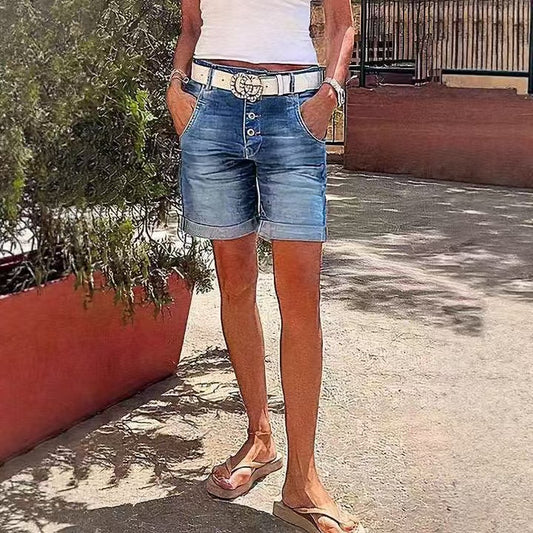 flowersverse Denim Hole Distressed Plus Size Shorts