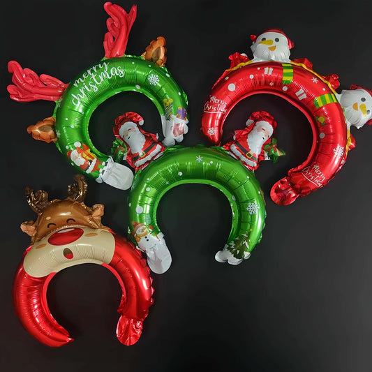 10/18pcs Christmas Foil Balloon Headbands - Festive Party & Mall Event Decorations, Perfect Holiday Gift Idea