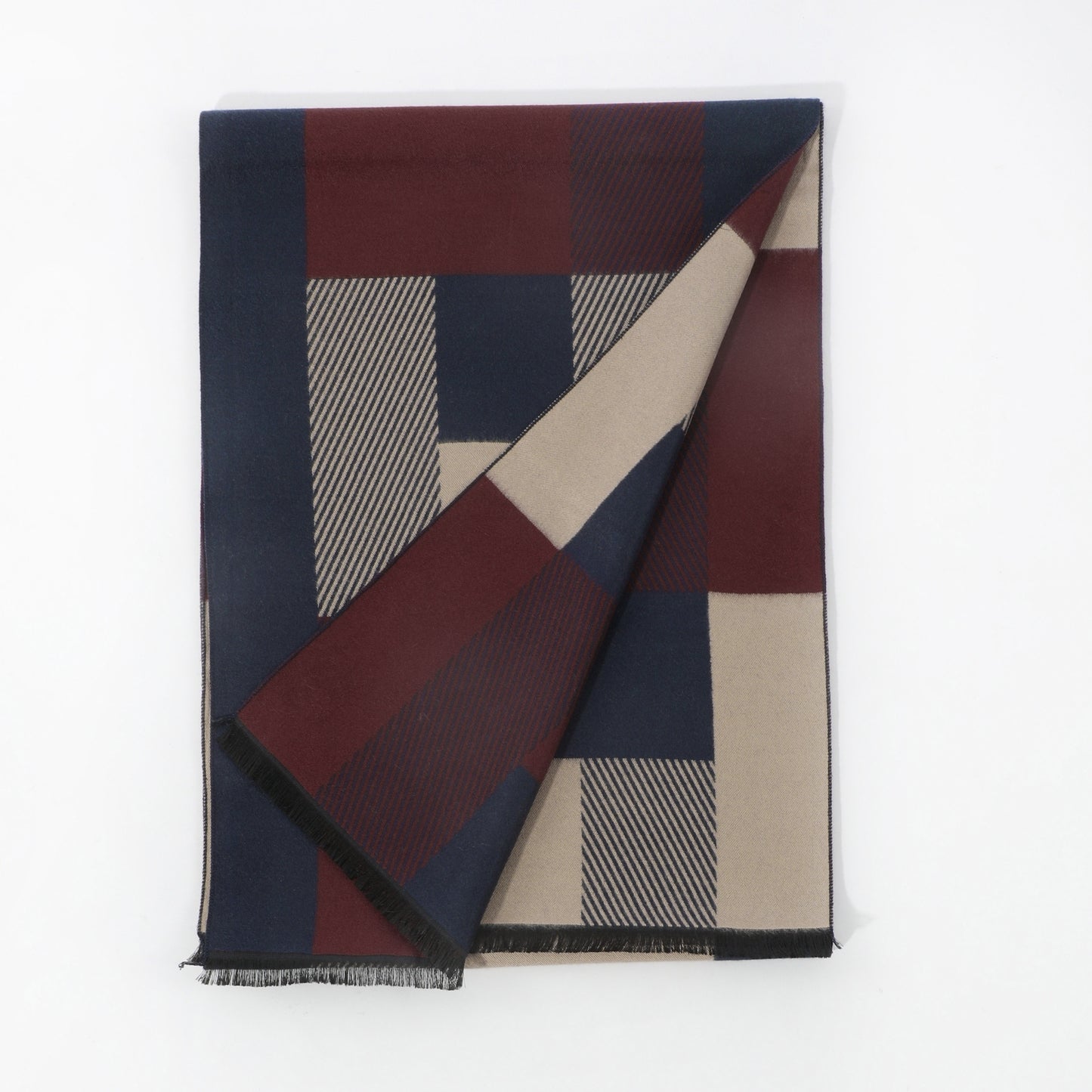 1pc Men's Casual Versatile Autumn And Winter Style Color Block Plaid Striped Warm Scarf