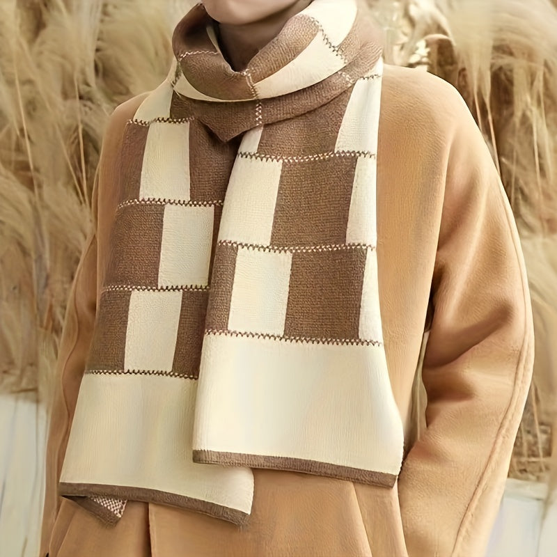 1pc Men's Thickened Scarf, Autumn Winter Casual Scarf