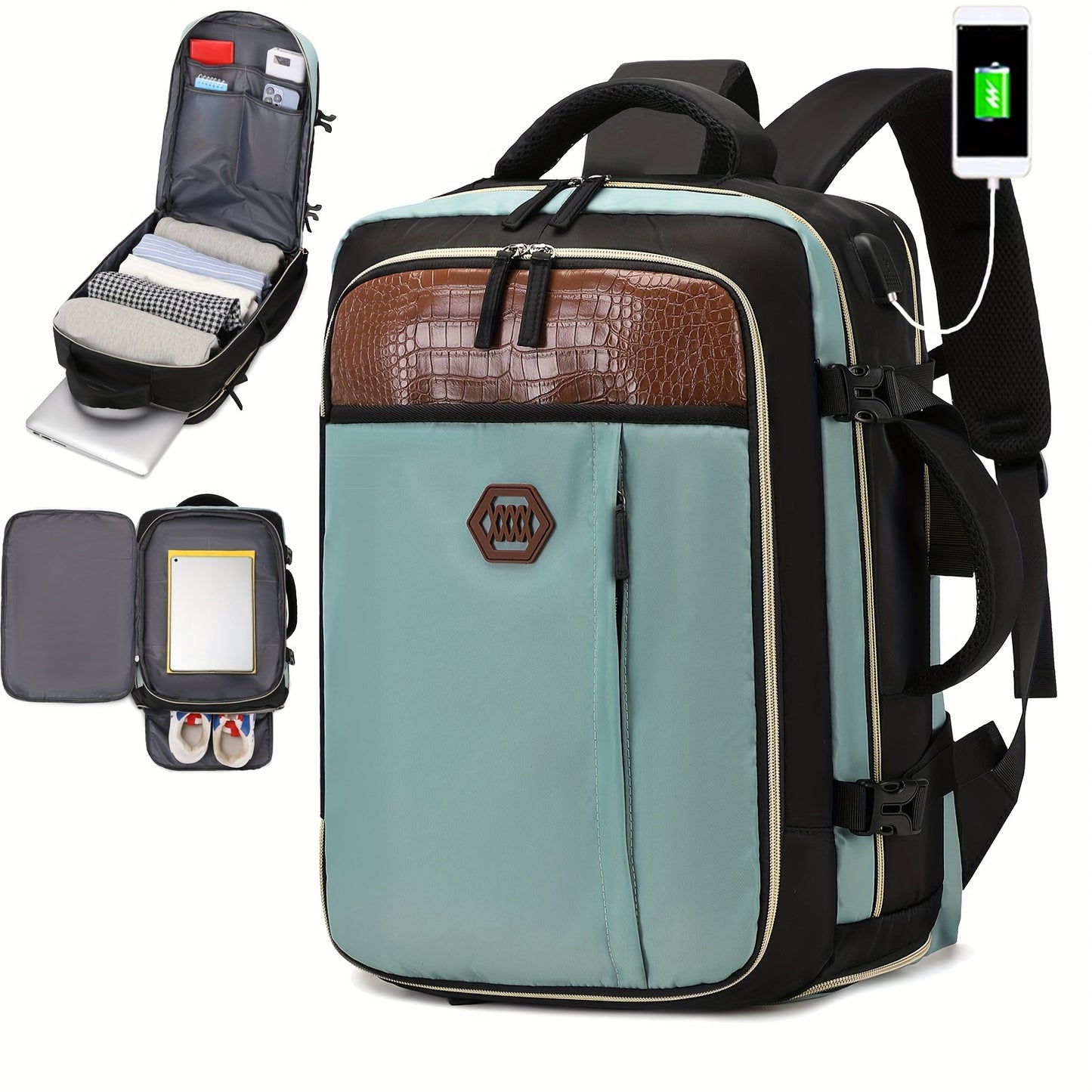 Luxury Travel Backpack - Large Capacity, TSA-Approved, Waterproof, with Independent Shoe Grid and USB Charging Port - Perfect for Outdoor Adventures and Business Trips
