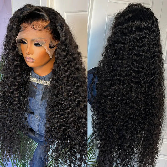 Wear And Go Glueless Curly Human Hair Wig HD Transparent Lace Glueless Wig Brazilian Deep Wave Lace Frontal Wig Preplucked