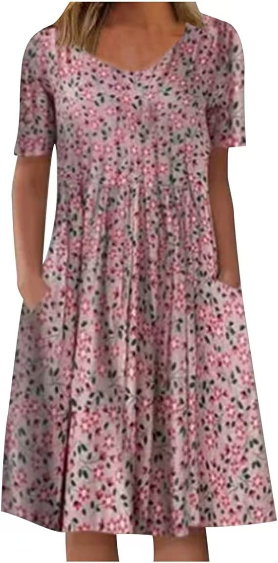 flowersverse Floral Button Flares Sleeve Dress
