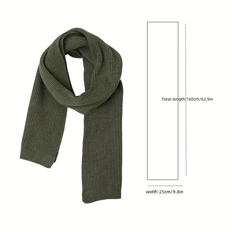 1pc Plain Color Versatile Simple Knitted Scarf For Men Autumn Winter
