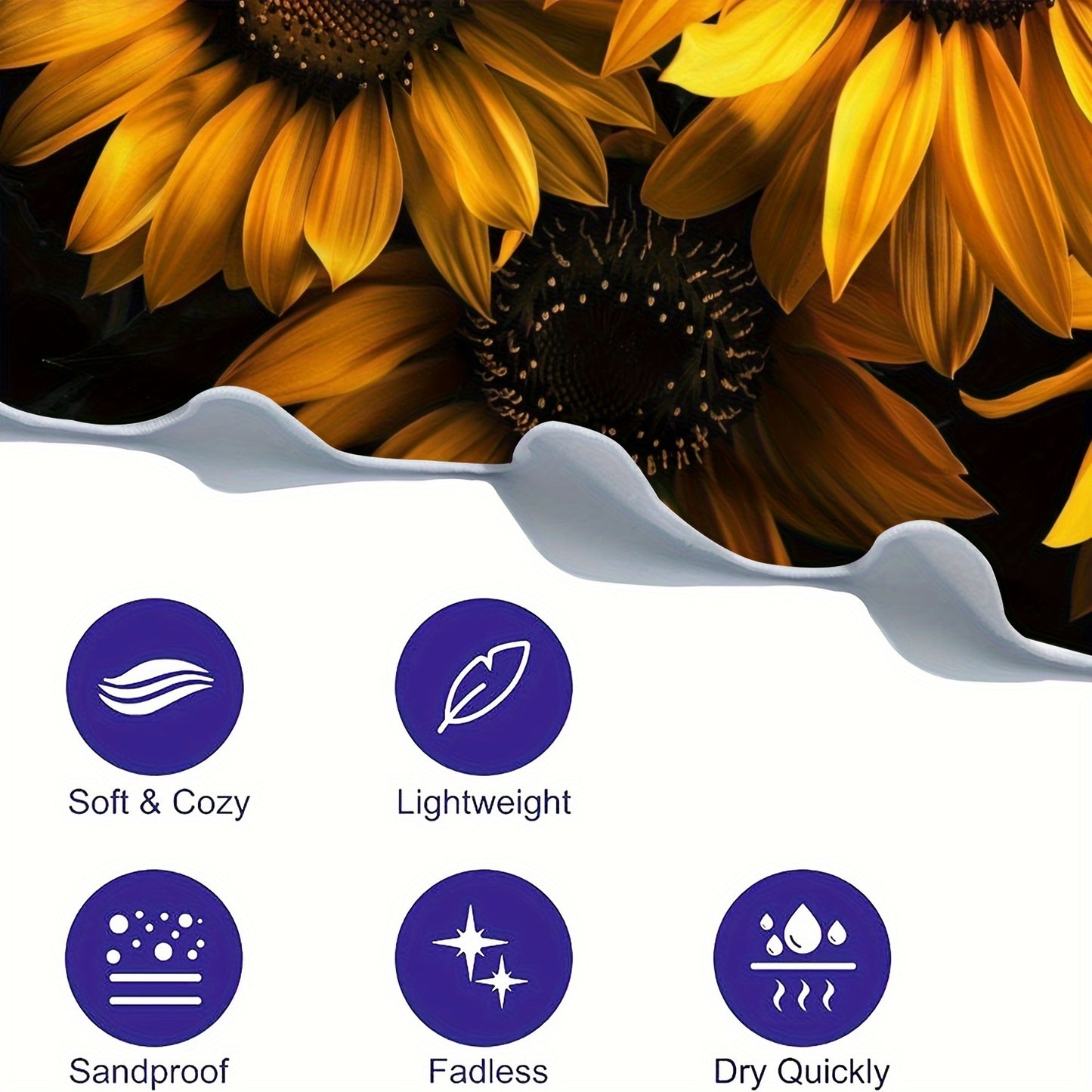 1pc Sunflower Pattern Microfiber Beach Towel, 55inch Ultra Soft Quick-Dry Bath Towel For Summer Beach, Modern Style, Versatile For Yoga, Swimming, Fitness, And Camping