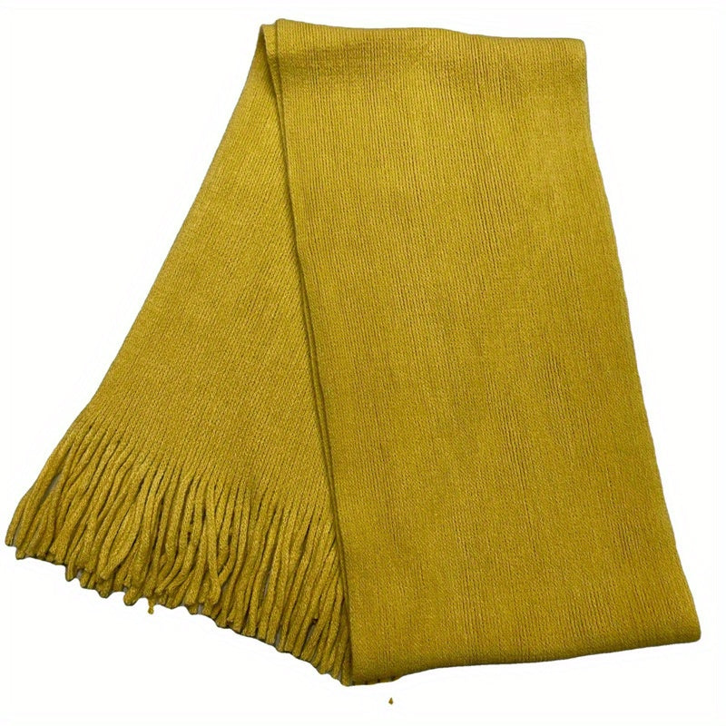 1pc Mid-length Men's Winter Tassel Warm Imitation Cashmere Scarf