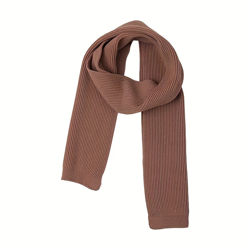 1pc Plain Color Versatile Simple Knitted Scarf For Men Autumn Winter