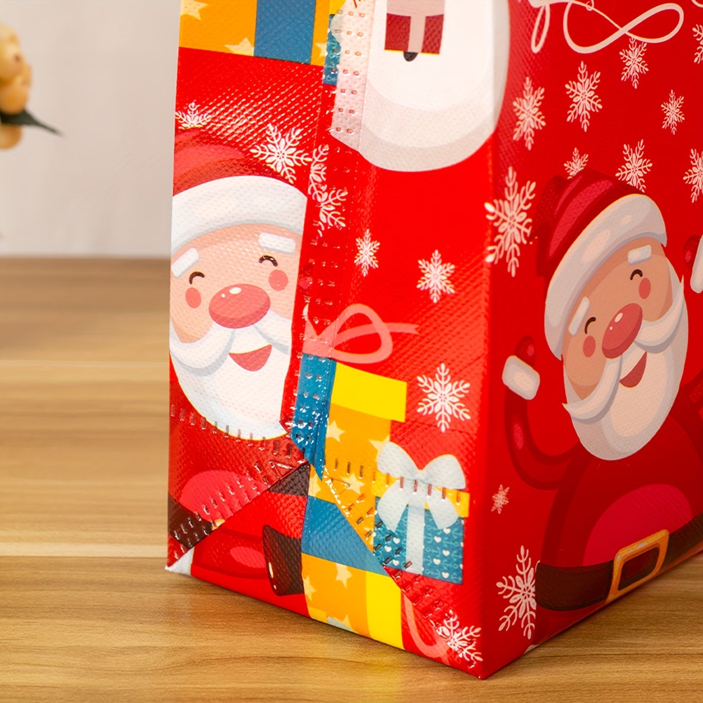 1pc Festive Non-Woven Christmas Gift Bag, Reusable Cartoon Shopping Tote for Holiday Party, Durable Fabric Material