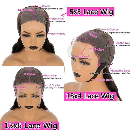 13x6 HD Lace Frontal Wig Body Wave Transparent Lace Front Human Hair Wigs PrePlucked Glueless 4x4 Closure Wig for Women's Wigs